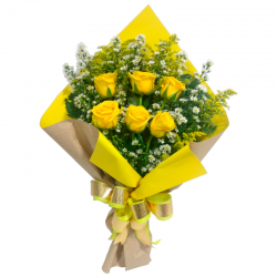 Buquê Rejane  com 6 Rosas Amarelas