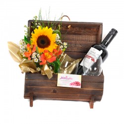 Cesta de Vinho Girassol